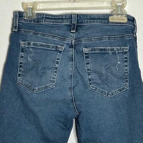 AG Adriano Goldschmied Prima Crop Cigarette Leg Pant in Blue Denim Raw Hem Sz 28 - Picture 8 of 13